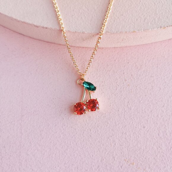 Kate Spade - Ma Cherie Cherry Red Zircon Gold Necklace - NEW - Picture 2 of 3